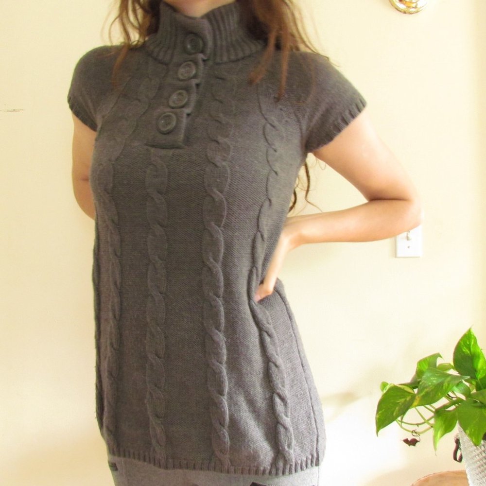 Sweater Knit Top in Pewter Grey